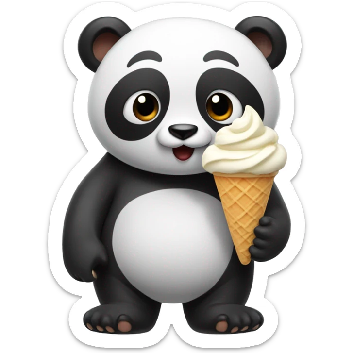 Panda eating ice cream sticker