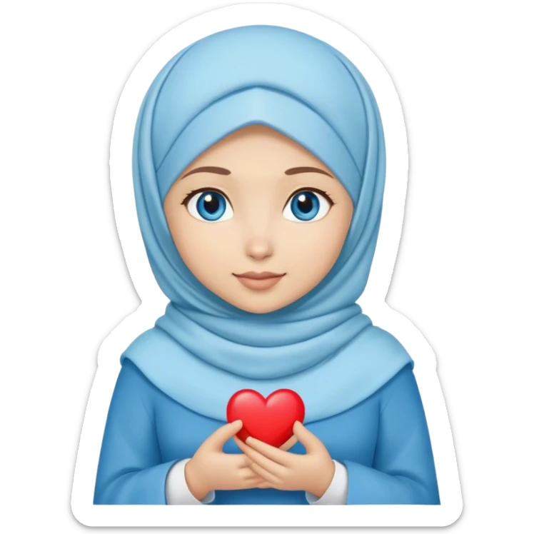 Turkish beautiful finish Konya girl blue eyes with hijab and hold heart in her hand  sticker