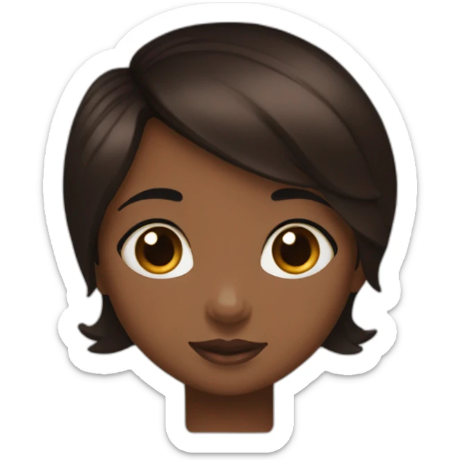 black girl, brown eyes, short black hair hugging a kinder bueno sticker