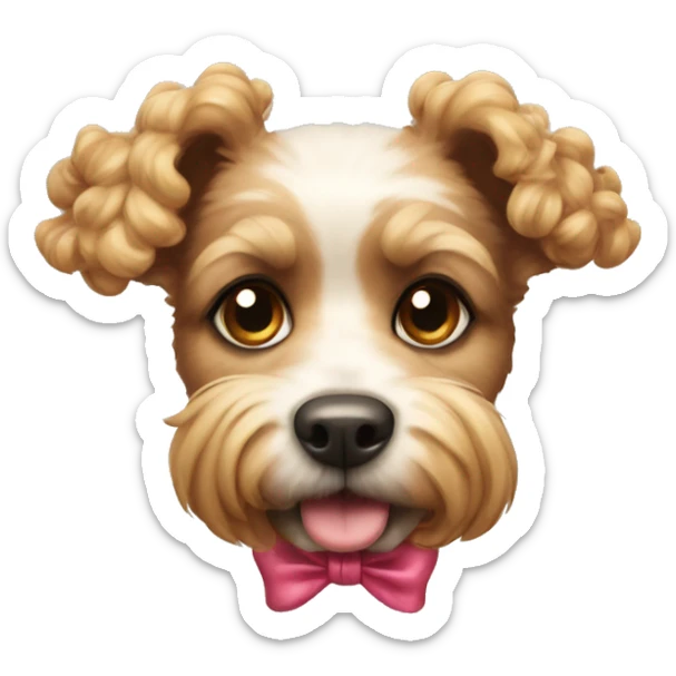 Curly dog with bow sticker