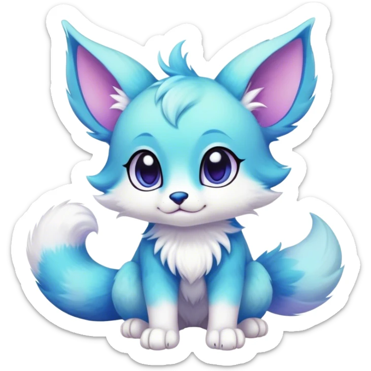 Kawaii bright fantasy ethereal anthro fursona animal with a tufted tail and round ears sticker