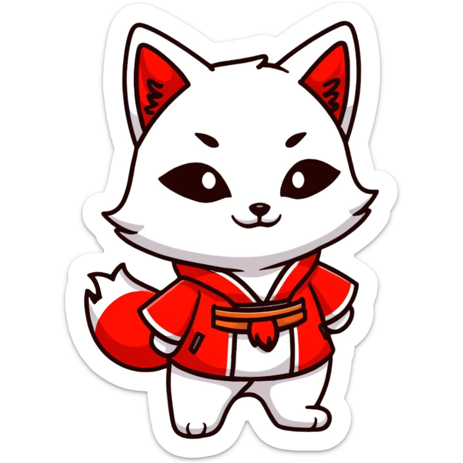 Azur Lane Akagi kitsune girl with red and white outfit and multiple fox tails sticker