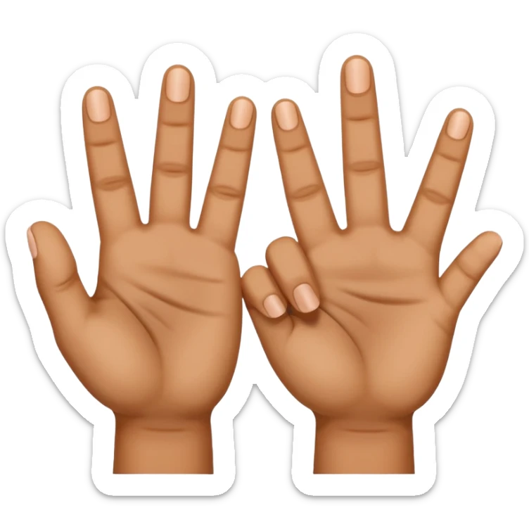 Manos con 3 dedos levantados de un lado y del otro lado 1 dedo levantado sticker