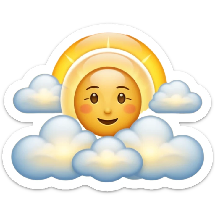 "Create a warm emoji representing morning spiritual awakening. Golden sunrise rays, soft light beams, peaceful clouds, or spiritual symbols like crosses, crescents, or light. No human figures - focus on light, warmth, and divine energy." sticker