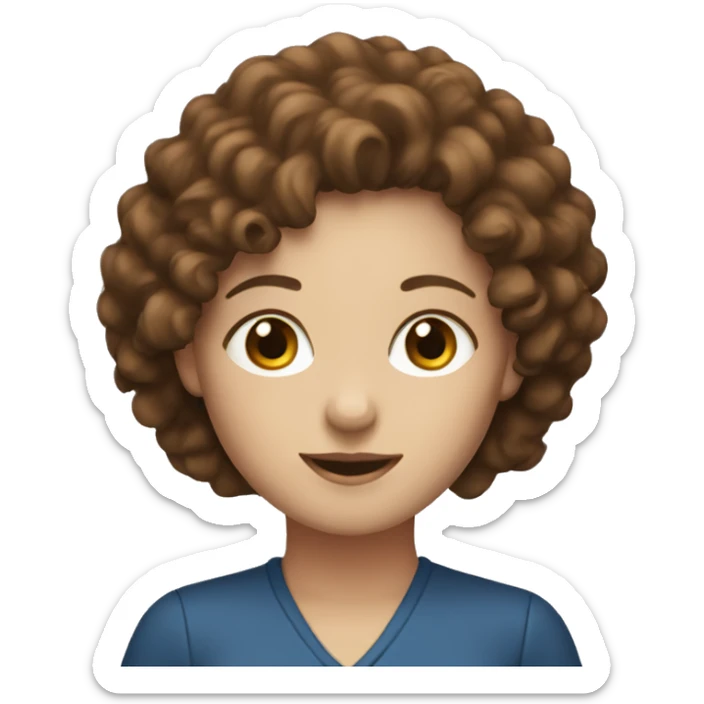 White women with the brown curly hair and blue eyes work at the laptop  sticker