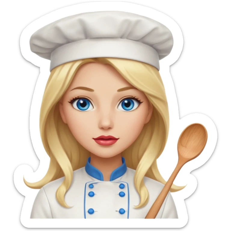 Beautiful, sexy,  long blonde hair, blue eyed, full lips female chef sticker