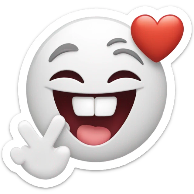 Emoji with heart eyes and Laughing with one hand over the mouth sticker