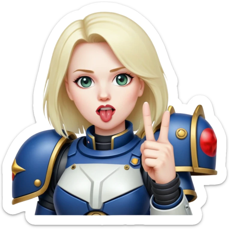 middle finger and face with tongue out woman spacemarine  sticker