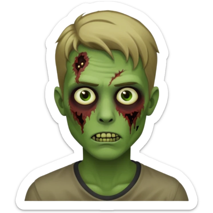 handsome aesthetic dark blonde hair zombie man with green skin sticker