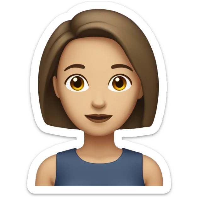 A woman with chin length straight brown hair with light skin  with brown eyes sticker
