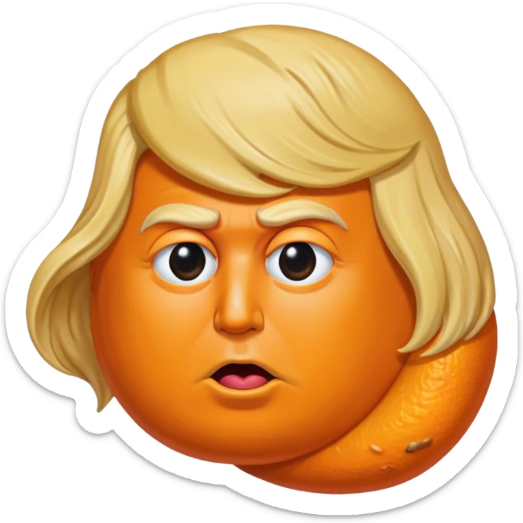 Piece of orange poop with Donald Trump hair and face super imposed on it sticker