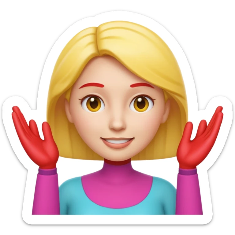 Apple-style 3D emoji of a cartoon woman with both hands placed at the sides of her forehead, as if pointing or highlighting the forehead area, cheerful and clear expression, colorful emoji style, no background. sticker