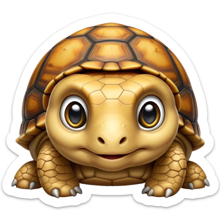 cinematic-baby tortoise-realistic--emoji,,-cute-wise-face-peering-ahead-with-calm-determination,-cute large-eyes-reflecting-centuries of wisdom, sticker