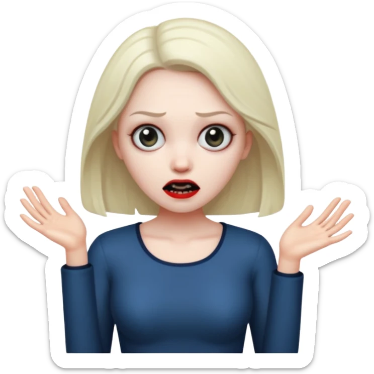 A realistic woman in horror, waist-length portrait sticker