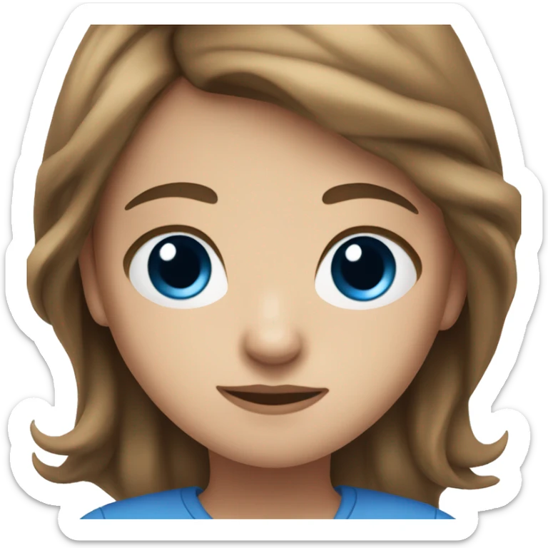 white tan girl with brown hair to her shoulders and blue eyes sticker