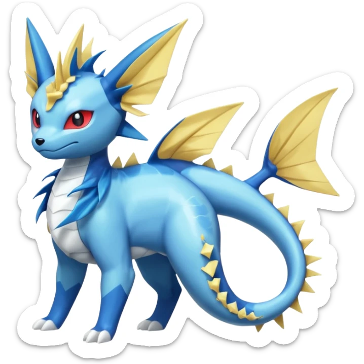 Manectric-Vaporeon-Salamence-Electrike-Furfrou-koi-Fakemon-fusion, full body sticker