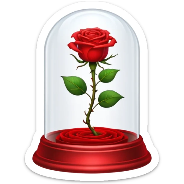 The glowing enchanted rose from “Beauty and the Beast” in its glass bell  sticker