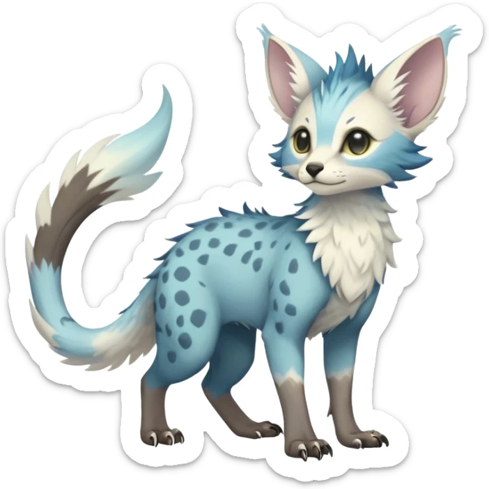 Epic Feral Rare Fantasy pastel Vernid-Trico-species by LiLaiRa, random markings, tufted tail, tufted ears, full body sticker