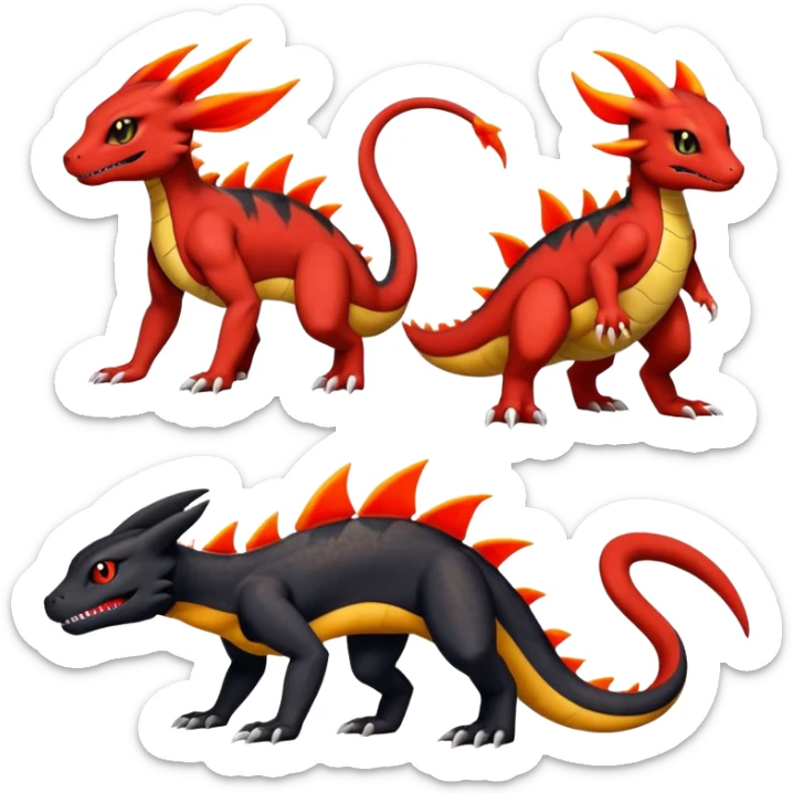 Salandit-Umbreon-Guilmon-Charmeleon-Fakémon-hybrid-creature (full body)  sticker