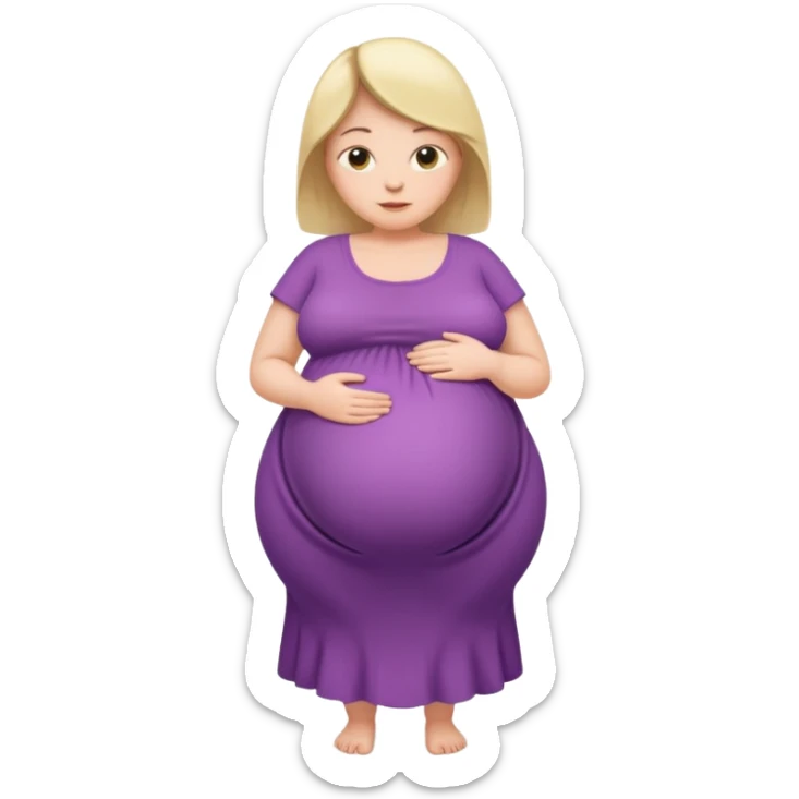 very heavily pregnant overdue woman with super  large belly sticker