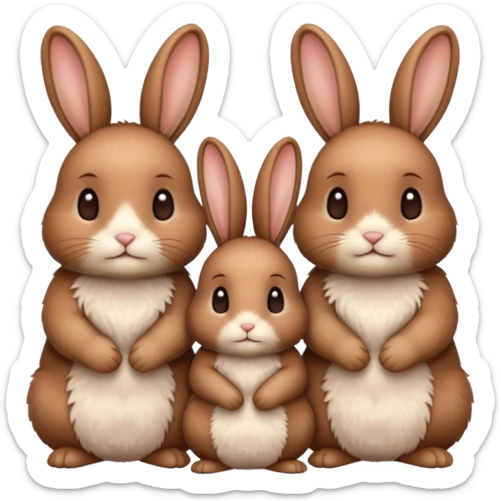 family of baby bunnies in line sticker