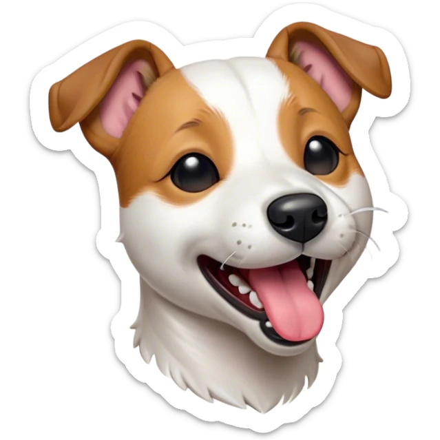 Cinematic Cute Yawning Jack Russell Terrier Portrait Emoji, Head tilted slightly with a dramatic, wide-open yawn, showcasing a compact, energetic form with floppy ears and sleepy, half-closed eyes, a slightly open mouth revealing gentle canine charm, Simplified yet irresistibly adorable features, highly detailed, glowing with a soft, cozy glow, high shine, relaxed yet expressive, stylized with a dash of whimsical canine ease, soft glowing outline, capturing the essence of a drowsy yet affectionate Jack Russell Terrier that appears ready to stretch out and yawn its way out of the screen! sticker