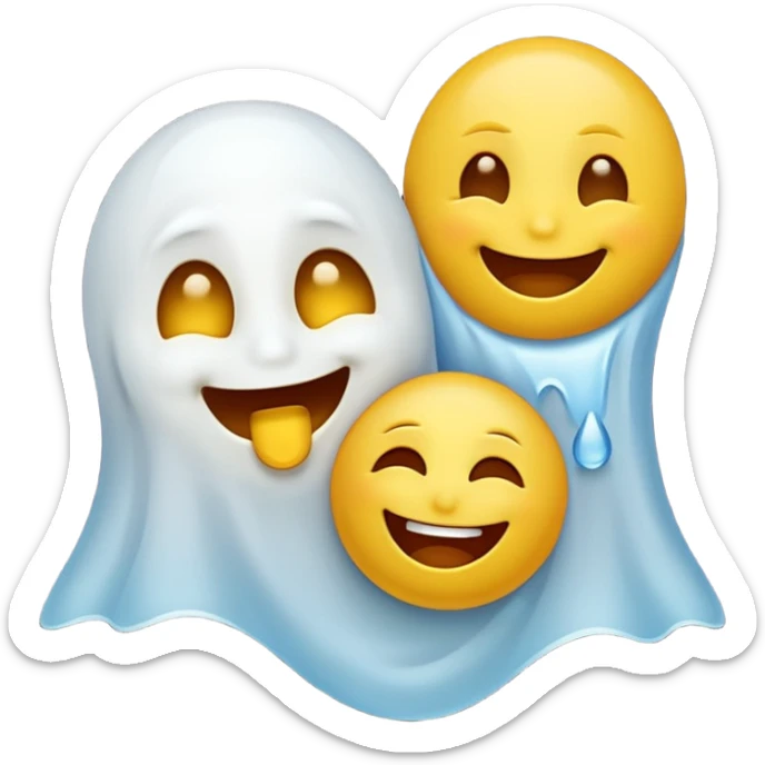 Emojis qui rigole fusionné avec l’emojis fantôme 👻 sticker