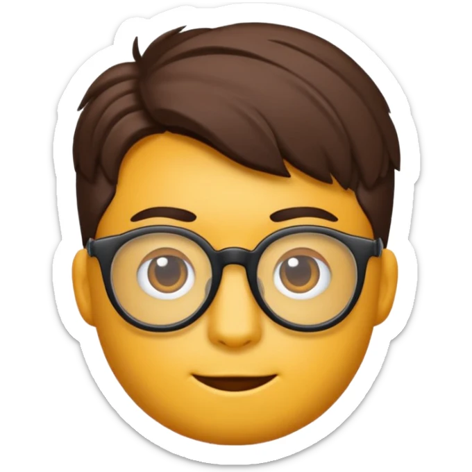 Erstelle mir eine Emoji von einem Jungen. Herkunft: Südamerika, Jung und Gutaussehend, mit durchsichtiger Brille und anderer Frisur  sticker