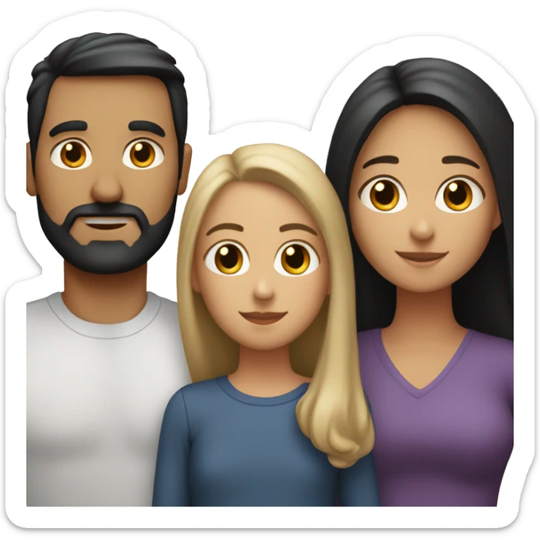 Portrait White Family of dad with black hair and beard, mom with light brown long hair, and daughter with medium dark blonde hair   sticker