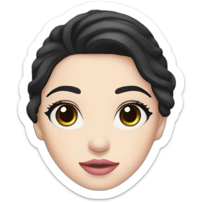 Beautiful young woman,Black hair,long hair,White skin,oval face,big eyes,Blackeyes,Pink lips,Chinese sticker