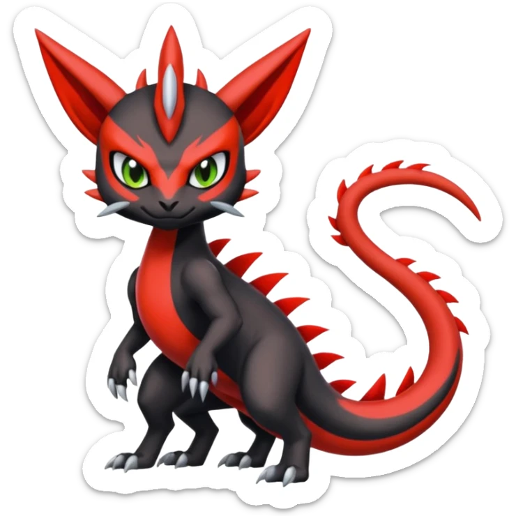 Colorful Cool Badass  Meloetta-Litten-Salandit-Guilmon-Darkrai-Pokémon-Fakémon-fusion-hybrid-creature sticker