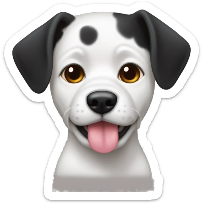 Un emoji de una perrita negra pequinés con el pecho blanco y un lazo rosita en la oreja  sticker