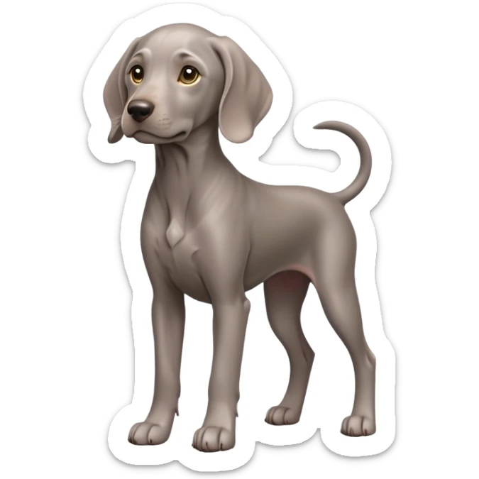 cinematic-noble-weimaraner puppy-full body-emoji on all fours,-poised-and-regal,-with-a-strong,-athletic-build-and-a-lustrous,-well-groomed-grey fur,-deep-set-soulful-brown-eyes,-simplified-yet-sharp-and-sophisticated-features,-highly-detailed, sticker