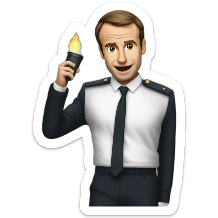 macron qui fait  un dab sur un poubelle en feu sticker