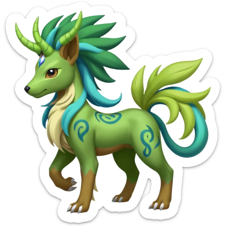 Tribal Colorful Fruity Gay Masculine Manectric-Skiddo-Suicune-Virizion-Zygarde-fusion-hybrid-creature  sticker