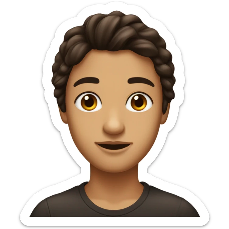 brune avec cheveux marrons foncés et yeux marron foncé et sourcils noirs cheveuc mi-lngs sticker