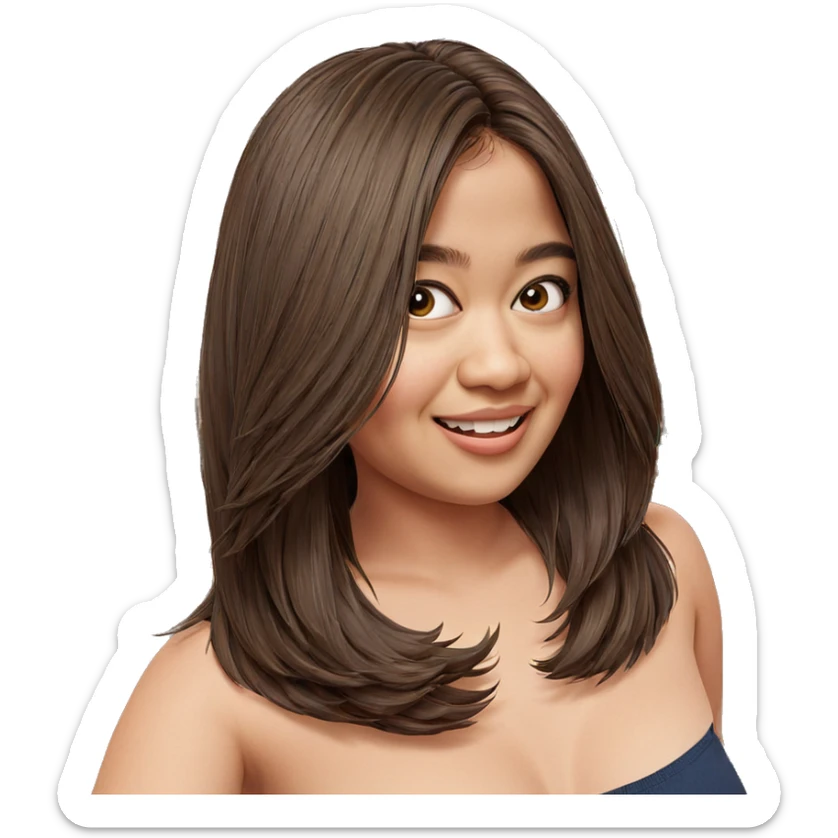 smiling girl indoors with brown hair sticker