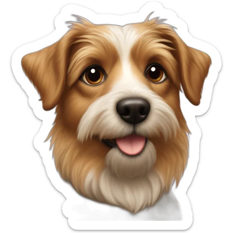 jack Russell cross apoloso cross Yorkshire terrier - long hair light brown all over - fat dog sticker