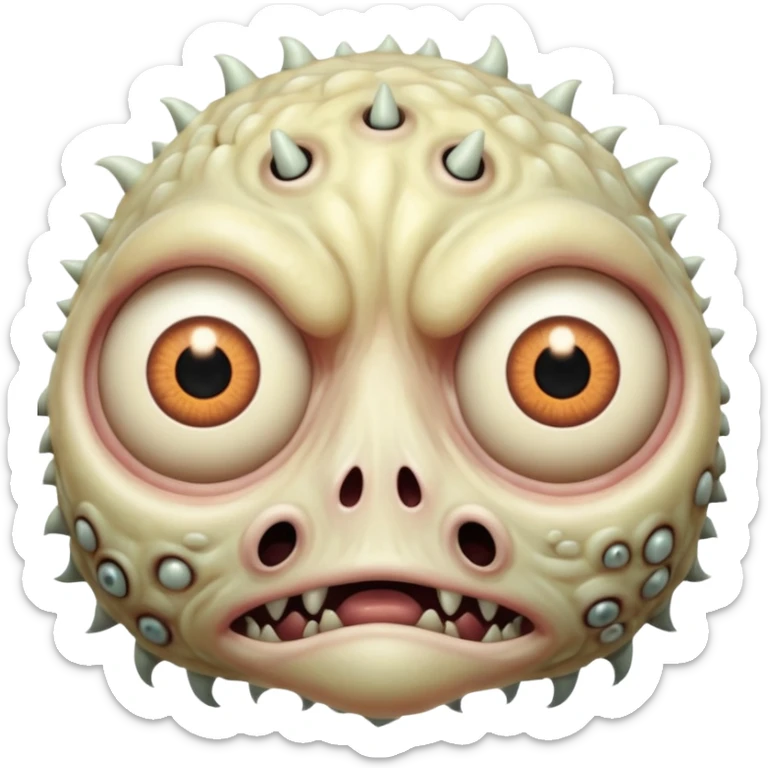large skin surface with dozens of eyes creepy moster sticker