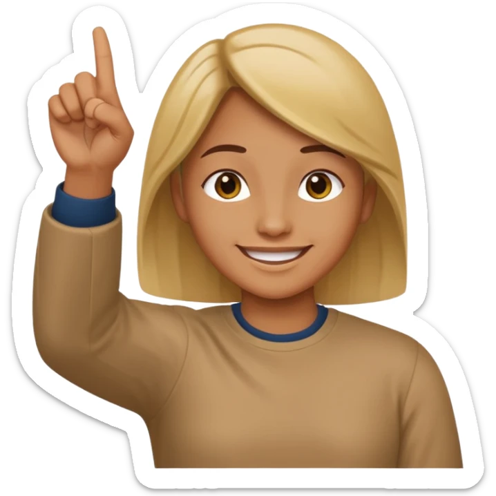 Draw a picture of a person pointing to themselves with their other hand raised. sticker