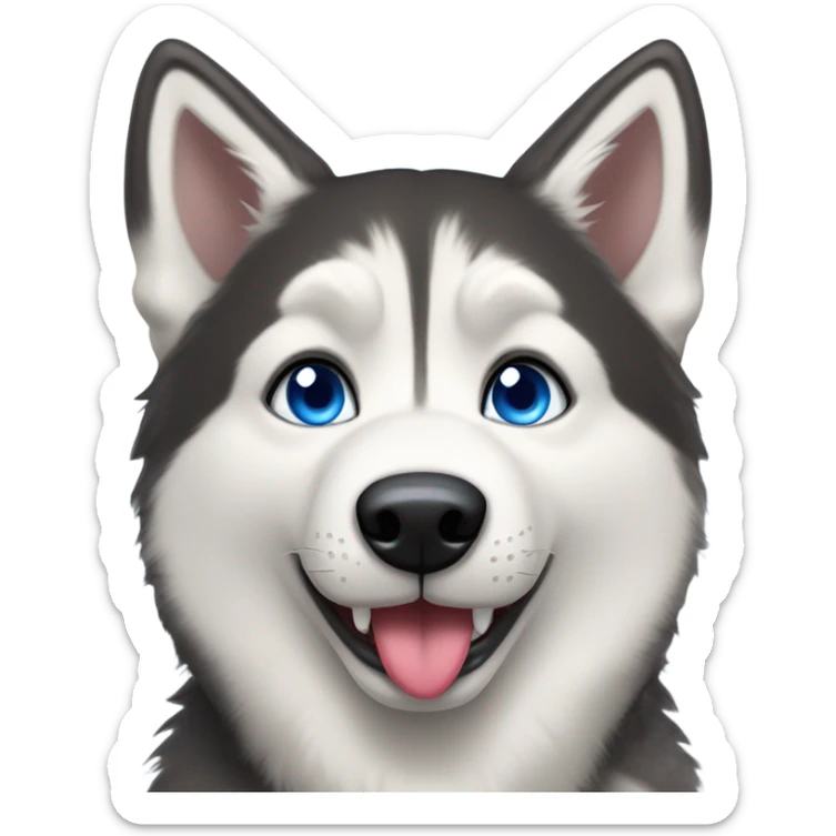 makes a husky with blue eyes and a heart shape.
pleases the limp tongue.
on black background sticker