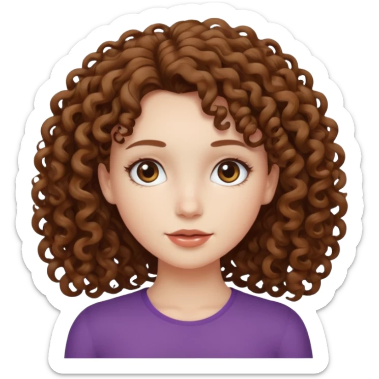 Girl with curly hair white skinny pale skin sticker