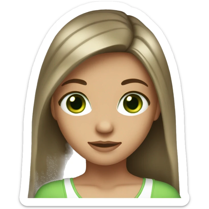 Girl with long brunette hair and green eyes sticker