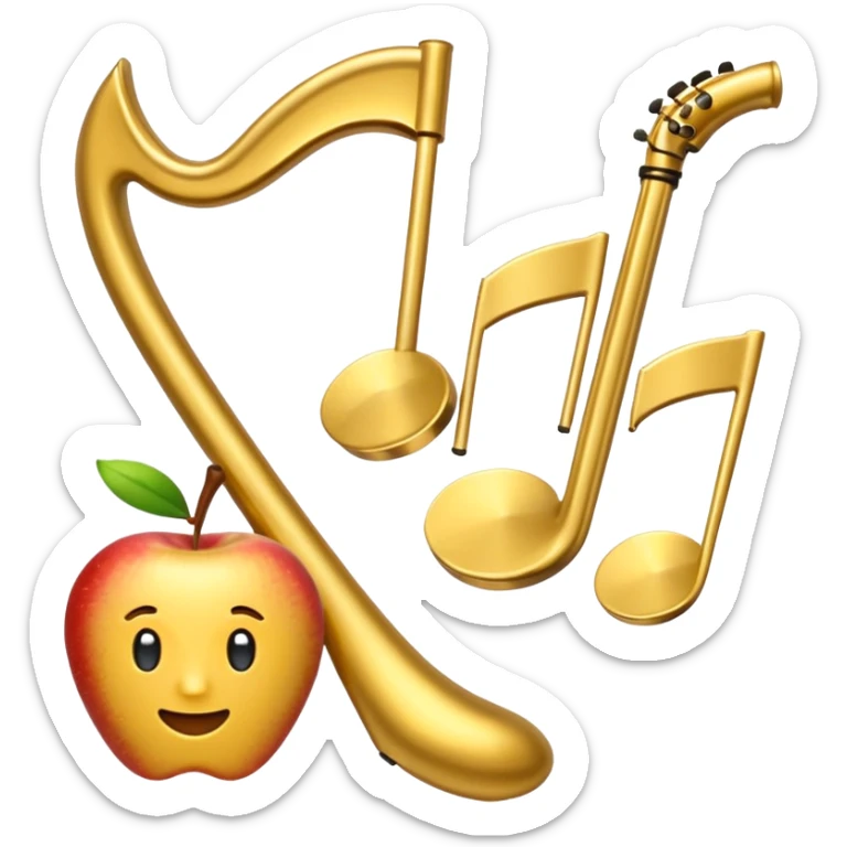 drei musiknoten in goldfarben ähnlich dem apple noten-emoji sticker