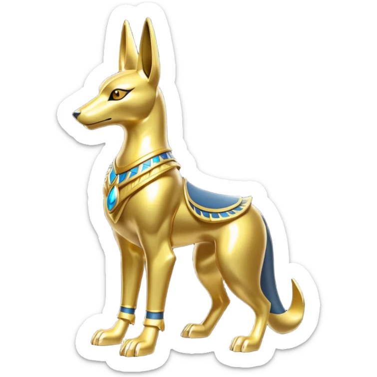Golden Sparkly Shiny glittery Gold Anubis-Lucario-fusion Statue sticker