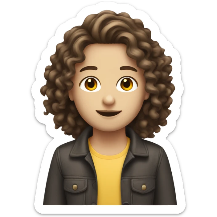 A girl that has brunette wavy hair with a guy that has brunette curly hair and white skin sticker