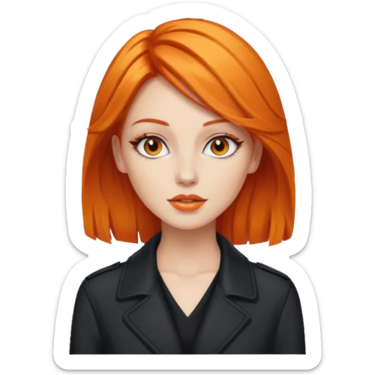 as un mujer de cabbelo anarangado con ropa bonita modelando en una pasarela sticker