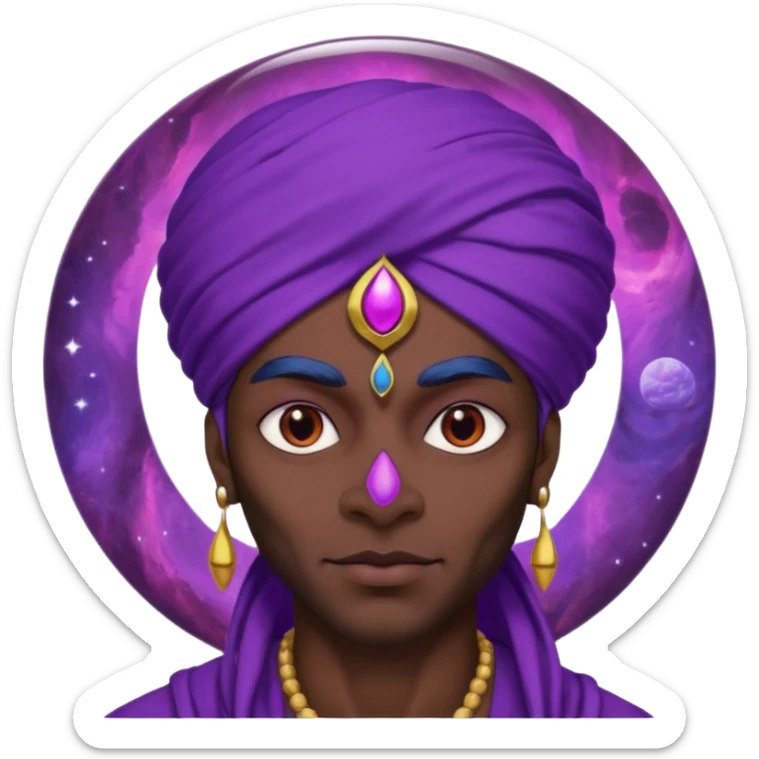 Pero solo con el planeta Saturno 🪐, un moro con turbante 👳🏾‍♂️ y la cara del diablo morada esta 😈  sticker