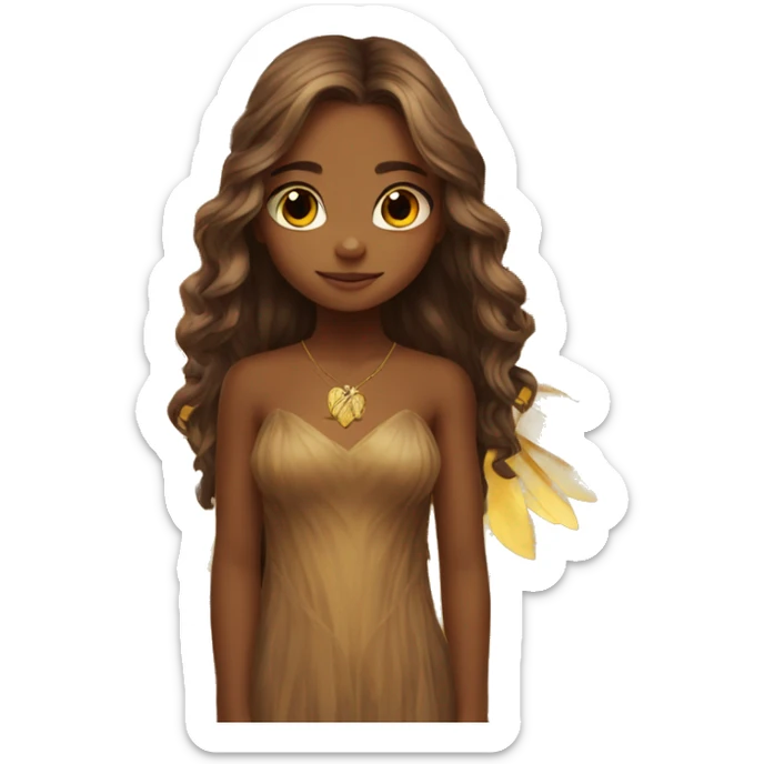 big wings, sunflower, Beautiful, fairy, gold, brown, long hair sticker