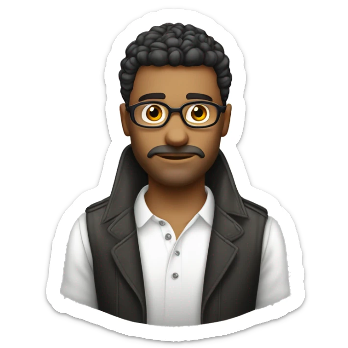 meninex gay loiro cabelo médio óculos olho claro gótico anel penagrama roupa branco sticker